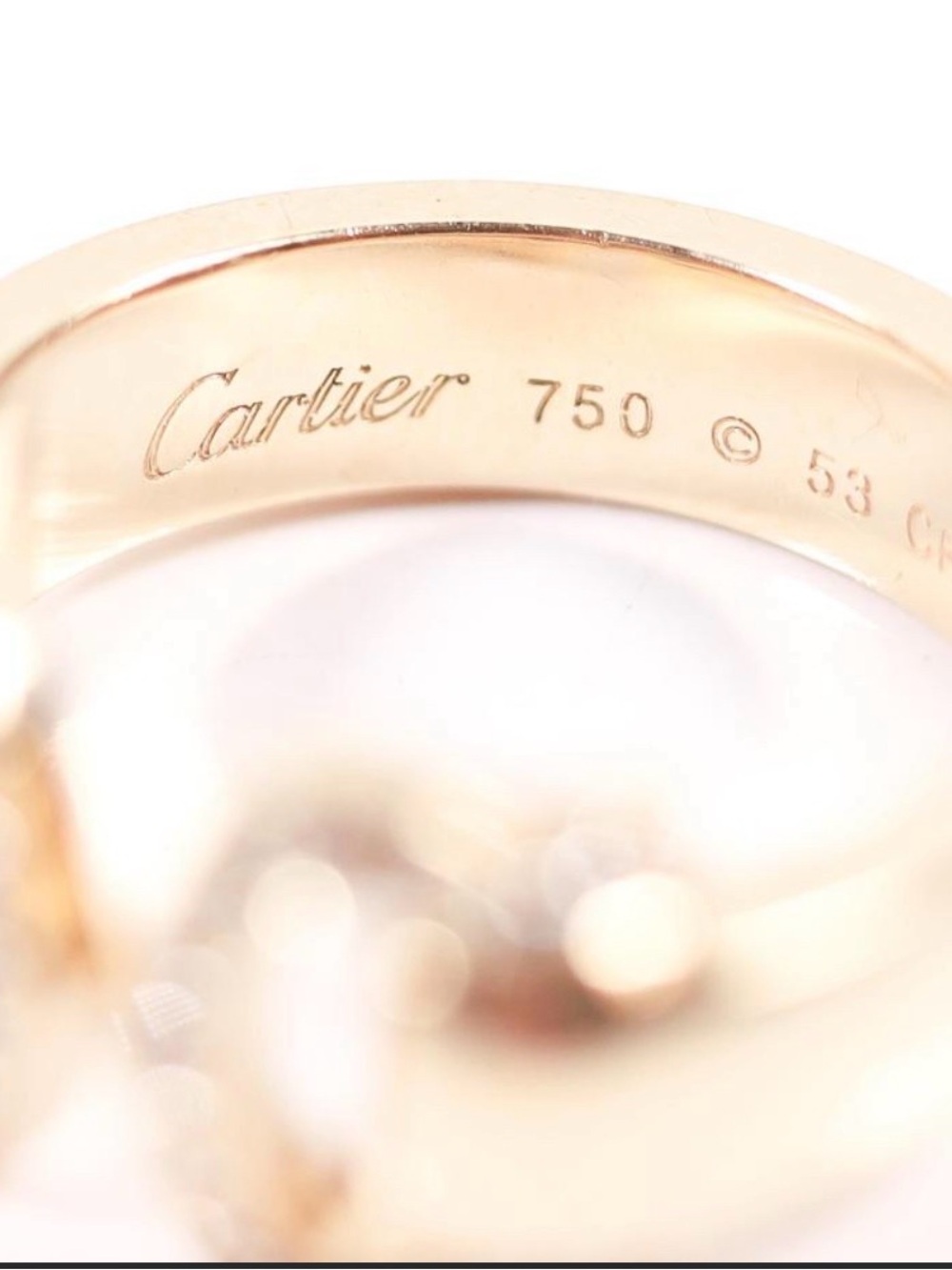Cartier 750 Boucluse Gold & Diamond Band ring size 6.25 with Engraved Logo - Picture 4 of 6